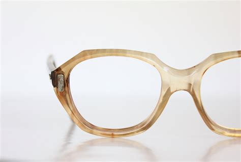 vintage 1960 s angular honey eyeglass frames etsy