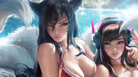 Ahri LoL D Va Overwatch Girls K Wallpaper