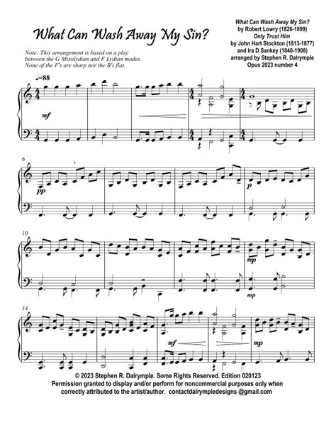 What Can Wash Away My Sin Arr Stephen R Dalrymple Sheet Music Stephen R Dalrymple Piano Solo
