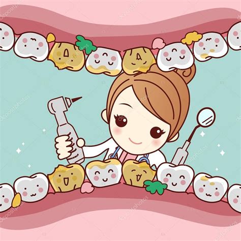 Download Royalty Free Happy Cartoon Tooth Friend With Dentist Doctor