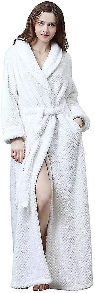 Womens Long Robe Soft Warm Fleece Plush Bathrobe Ladies Sleepwear
