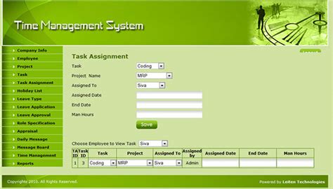 Time Management System Student Project Guidance Development