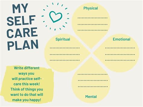 example of self care plan