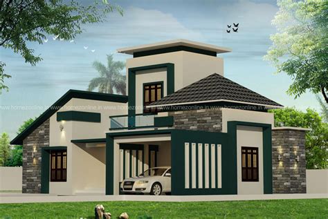 The rafters meet at a common ridge and end at common rafters on each side. Single floor elevation on beautiful roof design | Modern ...