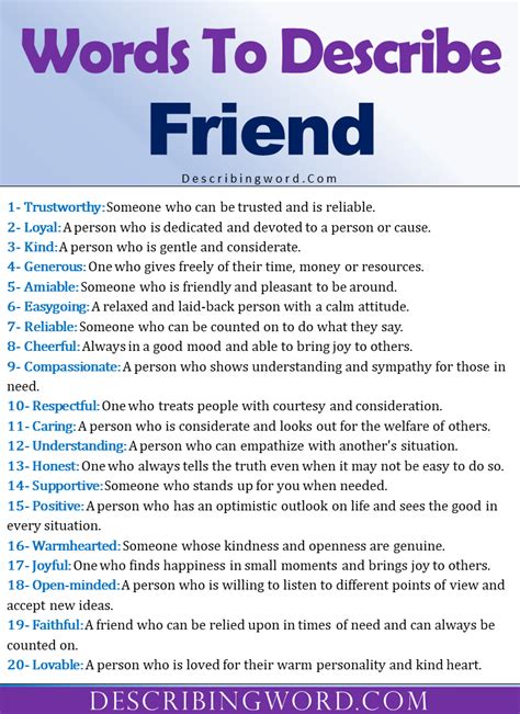Adjectives For Friend Words To Describe Friend Describingwordcom