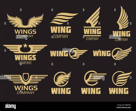 Wings Logo Collection Golden Auto Wings Logo Template Golden Wing