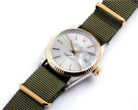 Rolex Steel And Gold Datejust Silver Olive Nato 16013 Quickset 36mm For 5495 For Sale From A