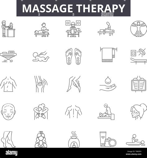 massage therapy line icons signs vector set outline concept linear illustration stock vector