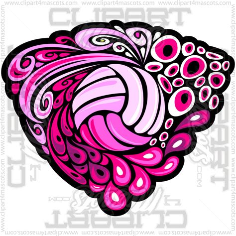 Pink Floral Volleyball Design Image Vector Or  Formats