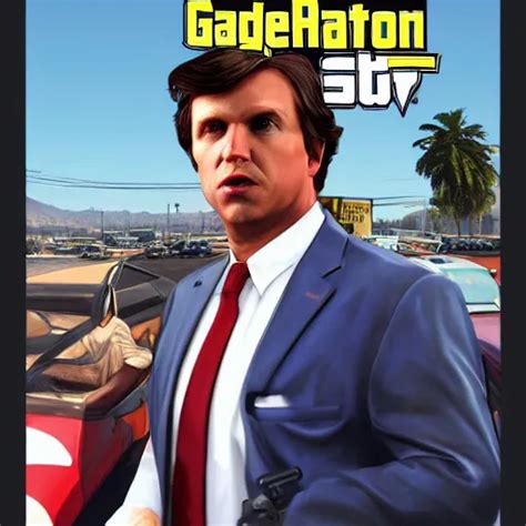 Tucker Carlson In Gta V Cover Art By Stephen Bliss Stable Diffusion