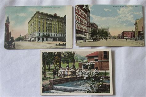 Antique Canton Ohio Postcards Downtown Scenes And Water Works Park