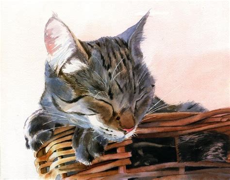 Brown Gray Tabby Cat Art Print Of My Watercolor Painting Etsy