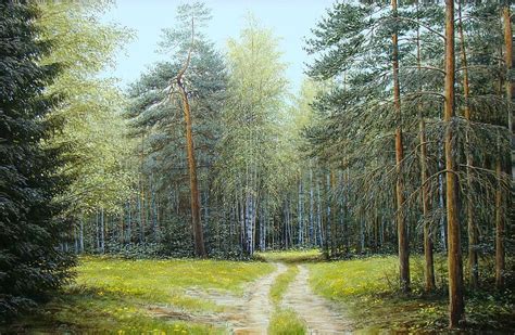 The Path In The Woods Painting By Oleg Bylgakov