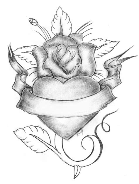 Free Pencil Sketches Of Hearts And Roses Download Free Pencil Sketches