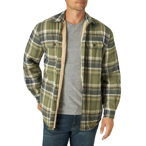 Wrangler Wrangler Mens Sherpa Lined Flannel Heavyweight Shirt Jacket