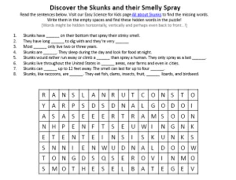 Spectrum reading brings curriculum content reading passages to life! Skunk Small Mammals - Download Free Science Worksheet ...