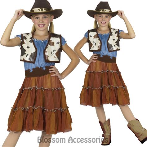 Kids Girls Cowgirl Sweetie Costume Western Wild West Cowboy Fancy Dress