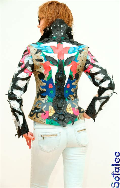 Unique Womens Genuine Leather Jacket Multicolored Bright Lightweight