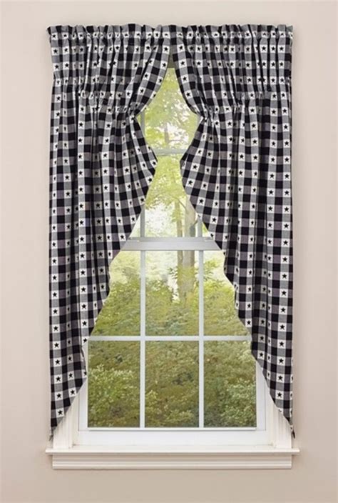 Maybe you would like to learn more about one of these? Black Star Check Prairie Swag Curtains Country Farmhouse ...