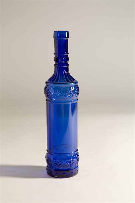 Vintage Glass Bottle - Cobalt Blue Liquor or Wine Bottle - Boho Modern ...