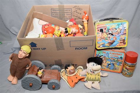 Box Containing A Large Selection Of Flintstone Collectibles Including
