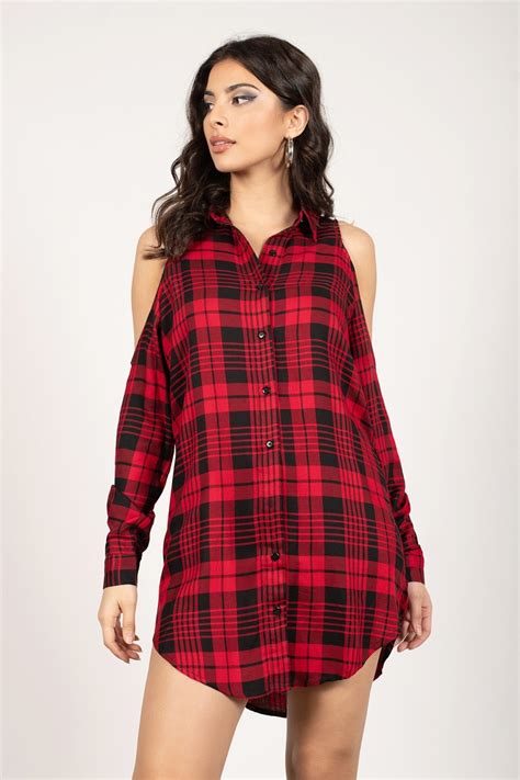Buy escada women's red & black plaid double breasted wool blazer w/ velvet lapels. Red Shift Dress - Collared Dress - Red Button Down Dress ...