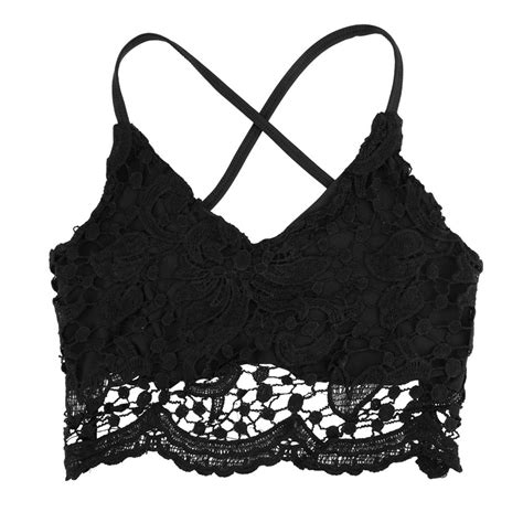 new sexy women crop top crochet lace deep v neck spaghetti strap backless tank camisole bralette
