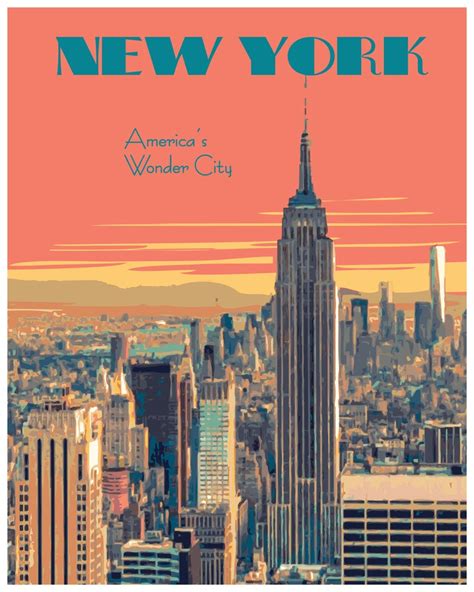 Original Vintage New York Travel Poster New York City Wall Art Print