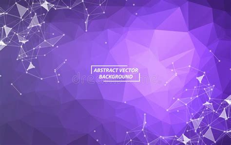 Abstract Purple Polygonal Space Background With Connecting Dots And