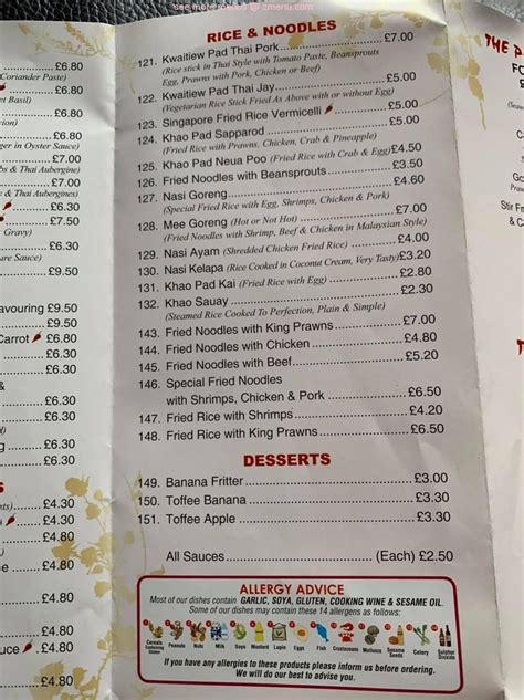 Menu At The Oriental Paradise Restaurant Northampton