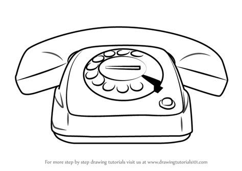 Step By Step How To Draw Vintage Telephone