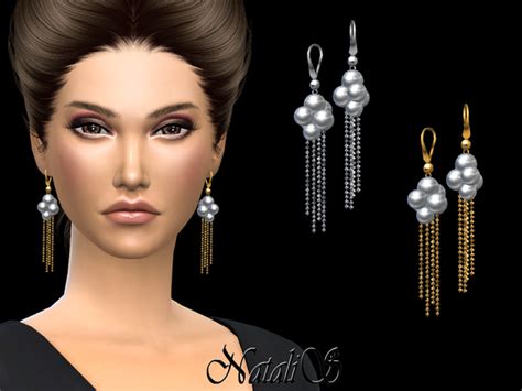 The Sims Resource Natalispearl And Chain Drop Earrings