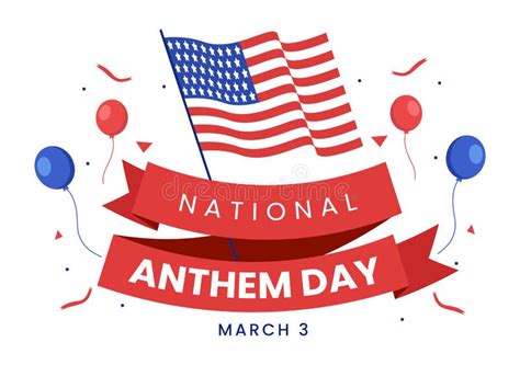 National Anthem Day On March 3 Illustration With United States Of