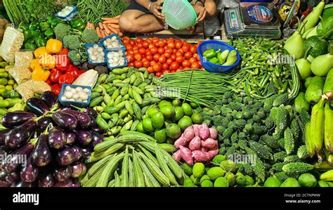 Fresh Vegetables On Display At A Local Market Store At Kolkata India