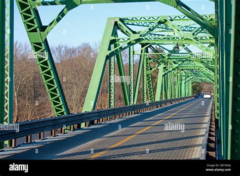 Truss Bridge Spanning The Delaware River And Connecting The States New
