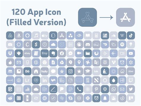 Iphone Ios 14 App Icons Pack Minimal Blue Icon Bundle Etsy