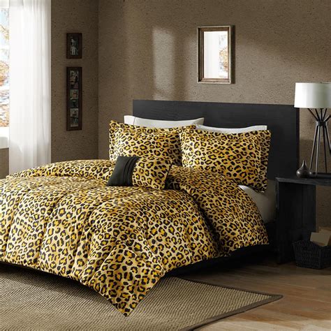 Leopard Print Down Alternative Twin Comforter Set Cheetah Print Bedding