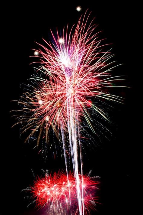 Long Exposure Fireworks On A Black Sky Stock Photo Image Of Light