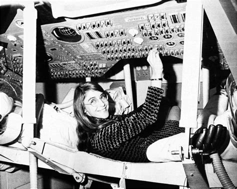 Computer Scientist Margaret Hamilton In A Duplicate Apollo Command