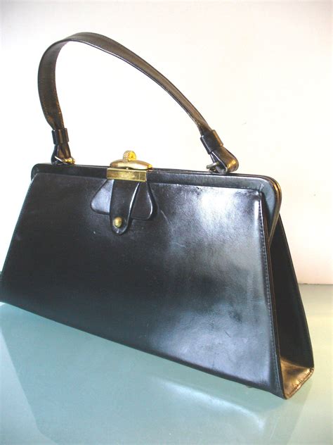 Vintage Black Kessler Leather Hand Bag By Theoldbagonline On Etsy Bags Leather Vintage Purses