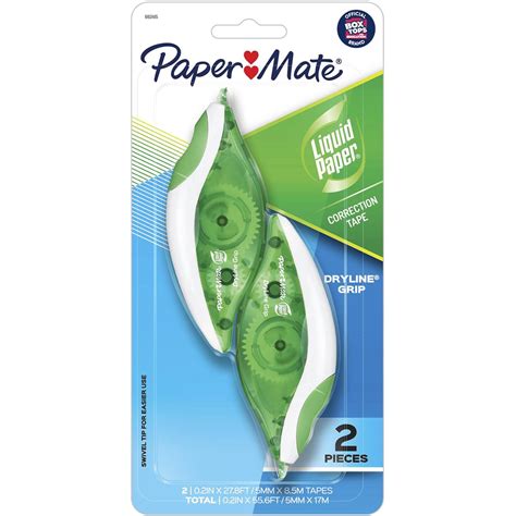 Papermate Liquid Paper Dryline Grip White Out Correction Tape 2 Pack