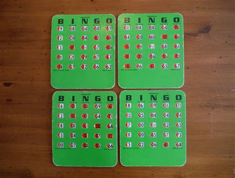 4 Vintage Thick Bingo Cards 1950s Vintage Green Bingo Etsy Canada In