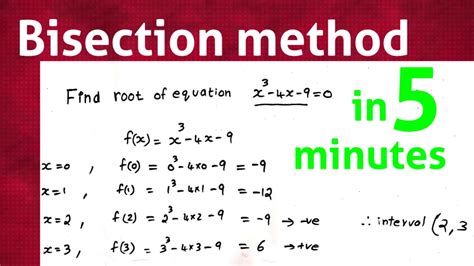 However, the solutions of most equations are not immediately evident by inspection. Bisection method l solution of non linear algebraic ...