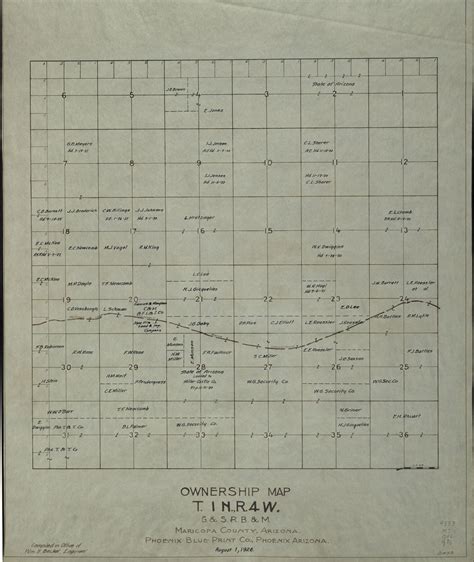 1926 Maricopa County Arizona Land Ownership Plat Map T1n R4w Arizona