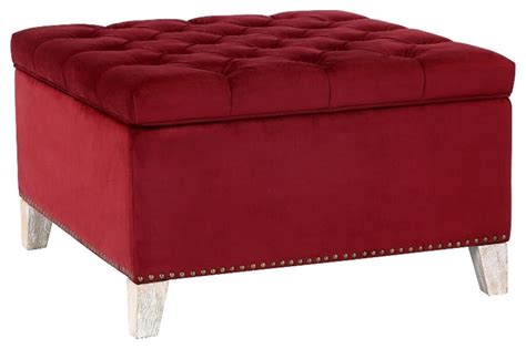 Square 295 Velvet Tufted Storage Ottoman Farmhouse Footstools And