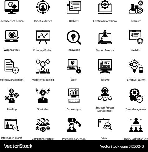 Project Management Icons Bundle Royalty Free Vector Image