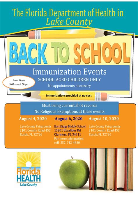 Back To School Immunization Event Florida Department Of Health In Lake