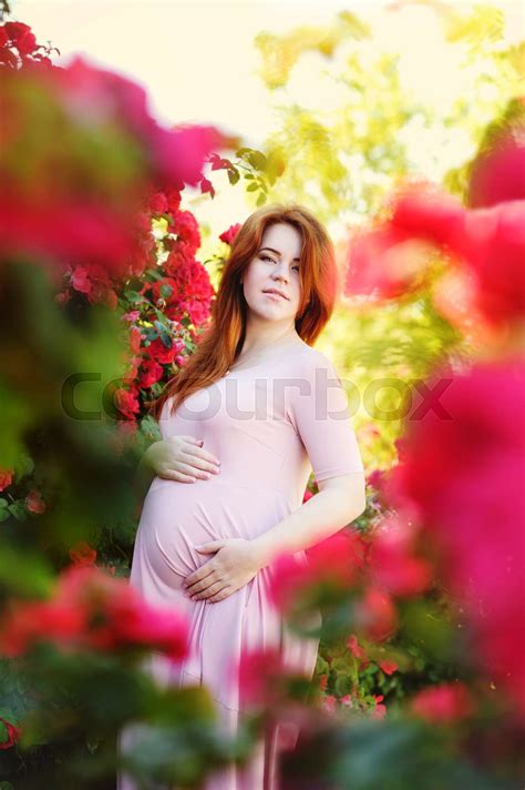 Redhead Pregnant Woman Stock Image Colourbox