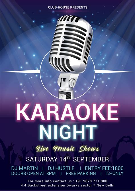 To make any edits in this flyer you need to install adobe photoshop cs5. Karaoke Night Flyer Free PSD | FreedownloadPSD.com
