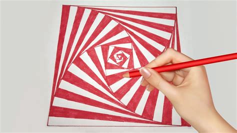 How To Draw Geometric Square Optical Illusion 3d Drawing Art Very